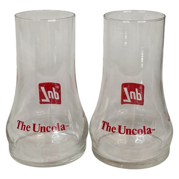 VTG SET OF (2) 7 UP Glass Tumbler THE UNCOLA Upside Down 5" Clear Drinking Cup - Picture 3 of 16
